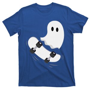 Ghost Skateboard Lazy Halloween Costume Funny Skateboarding Gift T-Shirt