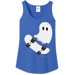 Ghost Skateboard Lazy Halloween Costume Funny Skateboarding Gift Ladies Essential Tank