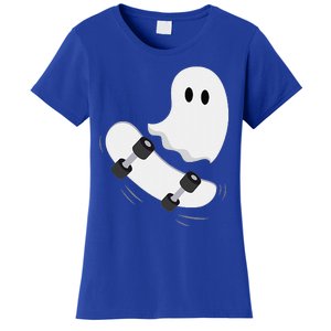 Ghost Skateboard Lazy Halloween Costume Funny Skateboarding Gift Women's T-Shirt