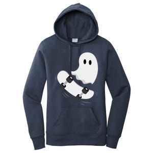 Ghost Skateboard Lazy Halloween Costume Funny Skateboarding Gift Women's Pullover Hoodie