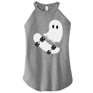 Ghost Skateboard Lazy Halloween Costume Funny Skateboarding Gift Women's Perfect Tri Rocker Tank