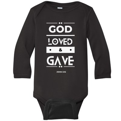 God So Loved The World He Gave His Son Christian Bible Baby Long Sleeve Bodysuit