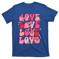 Groovy Sign Language Valentines Day Love Asl Finger Spelling Great Gift T-Shirt