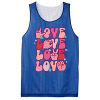 Groovy Sign Language Valentines Day Love Asl Finger Spelling Great Gift Mesh Reversible Basketball Jersey Tank