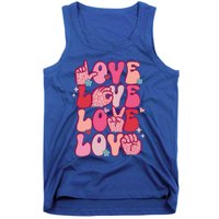 Groovy Sign Language Valentines Day Love Asl Finger Spelling Great Gift Tank Top