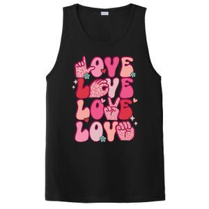 Groovy Sign Language Valentines Day Love Asl Finger Spelling Gift PosiCharge Competitor Tank