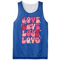 Groovy Sign Language Valentines Day Love Asl Finger Spelling Gift Mesh Reversible Basketball Jersey Tank