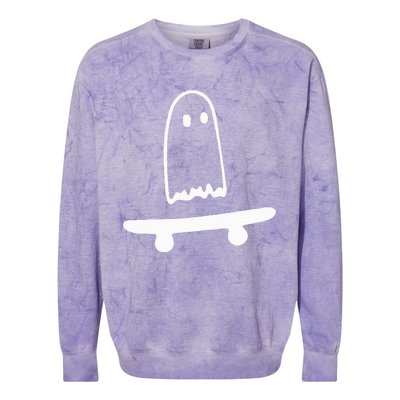 Ghost Skateboard Lazy Halloween Costume Funny Skateboarding Colorblast Crewneck Sweatshirt