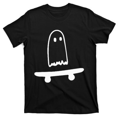 Ghost Skateboard Lazy Halloween Costume Funny Skateboarding T-Shirt