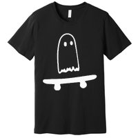 Ghost Skateboard Lazy Halloween Costume Funny Skateboarding Premium T-Shirt