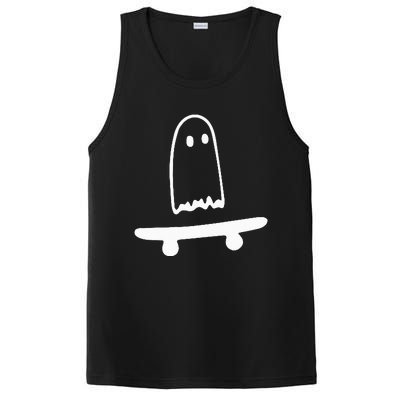 Ghost Skateboard Lazy Halloween Costume Funny Skateboarding PosiCharge Competitor Tank