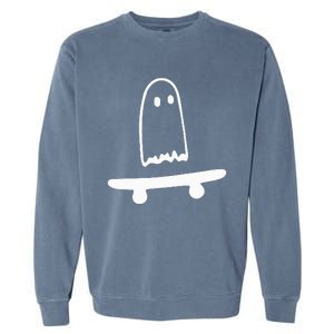 Ghost Skateboard Lazy Halloween Costume Funny Skateboarding Garment-Dyed Sweatshirt