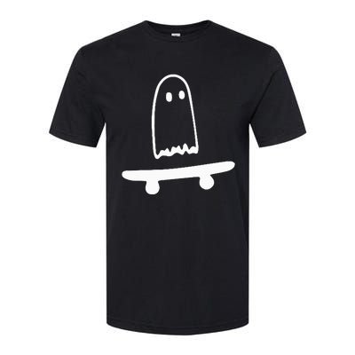 Ghost Skateboard Lazy Halloween Costume Funny Skateboarding Softstyle CVC T-Shirt