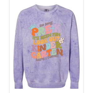 Groovy So Long Prek Look Out Kindergarten Back to School Colorblast Crewneck Sweatshirt