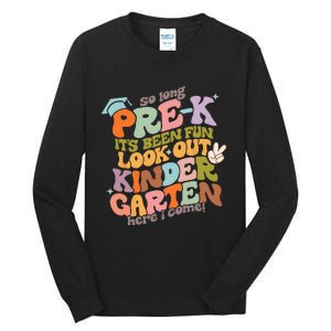 Groovy So Long Prek Look Out Kindergarten Back to School Tall Long Sleeve T-Shirt