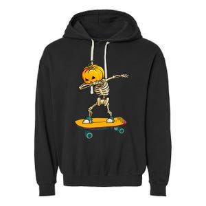 Ghost Skateboard Lazy Halloween Costume Funny Skateboarding Garment-Dyed Fleece Hoodie