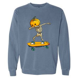 Ghost Skateboard Lazy Halloween Costume Funny Skateboarding Garment-Dyed Sweatshirt