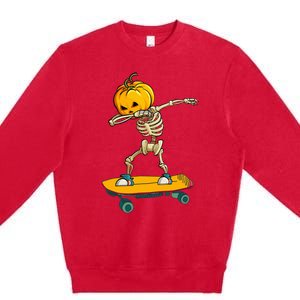 Ghost Skateboard Lazy Halloween Costume Funny Skateboarding Premium Crewneck Sweatshirt