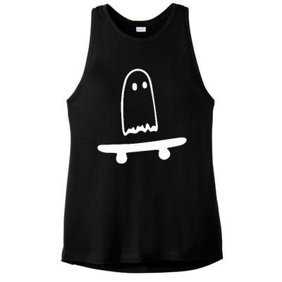 Ghost Skateboard Lazy Halloween Costume Ladies PosiCharge Tri-Blend Wicking Tank