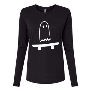 Ghost Skateboard Lazy Halloween Costume Womens Cotton Relaxed Long Sleeve T-Shirt