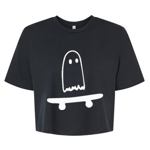 Ghost Skateboard Lazy Halloween Costume Bella+Canvas Jersey Crop Tee