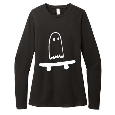 Ghost Skateboard Lazy Halloween Costume Womens CVC Long Sleeve Shirt