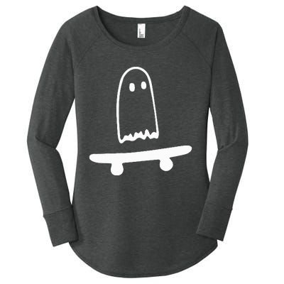 Ghost Skateboard Lazy Halloween Costume Women's Perfect Tri Tunic Long Sleeve Shirt