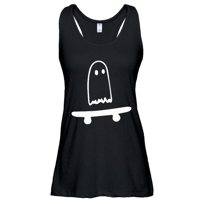 Ghost Skateboard Lazy Halloween Costume Ladies Essential Flowy Tank