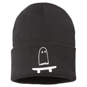 Ghost Skateboard Lazy Halloween Costume Sustainable Knit Beanie