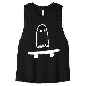 Ghost Skateboard Lazy Halloween Costume Women's Racerback Cropped Tank