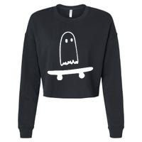 Ghost Skateboard Lazy Halloween Costume Cropped Pullover Crew