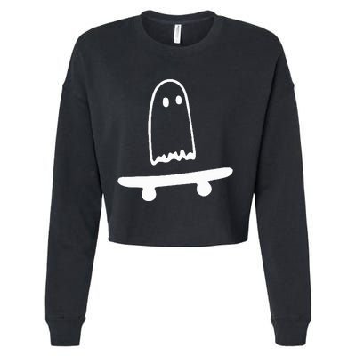 Ghost Skateboard Lazy Halloween Costume Cropped Pullover Crew