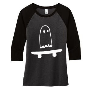 Ghost Skateboard Lazy Halloween Costume Women's Tri-Blend 3/4-Sleeve Raglan Shirt