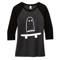 Ghost Skateboard Lazy Halloween Costume Women's Tri-Blend 3/4-Sleeve Raglan Shirt