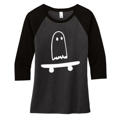 Ghost Skateboard Lazy Halloween Costume Women's Tri-Blend 3/4-Sleeve Raglan Shirt