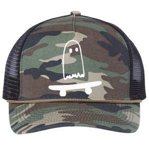 Ghost Skateboard Lazy Halloween Costume Retro Rope Trucker Hat Cap