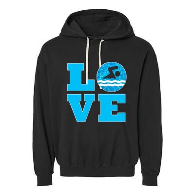 Gift Swim Love For Swimmers & Swimming Garment-Dyed Fleece Hoodie
