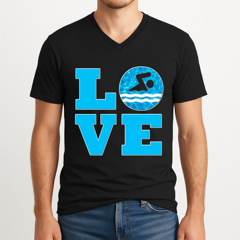 Gift Swim Love For Swimmers & Swimming V-Neck T-Shirt