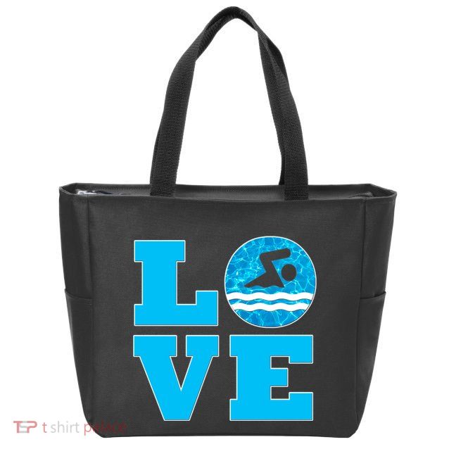 Gift Swim Love For Swimmers & Swimming Zip Tote Bag