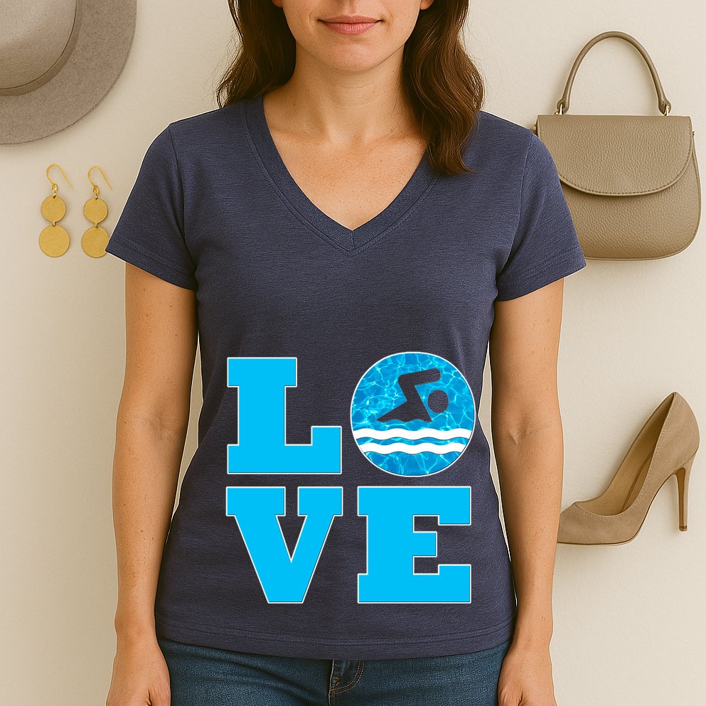 Gift Swim Love For Swimmers & Swimming Women's V-Neck T-Shirt