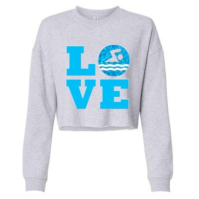 Gift Swim Love For Swimmers & Swimming Cropped Pullover Crew