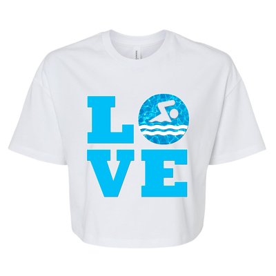 Gift Swim Love For Swimmers & Swimming Bella+Canvas Jersey Crop Tee