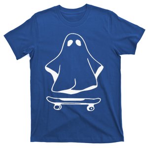 Ghost Skateboard Lazy Halloween Costume Funny Skateboarding Funny T-Shirt