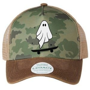 Ghost Skateboard Lazy Halloween Costume Funny Skateboarding Legacy Tie Dye Trucker Hat