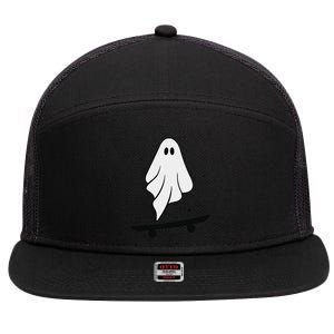 Ghost Skateboard Lazy Halloween Costume Funny Skateboarding 7 Panel Mesh Trucker Snapback Hat