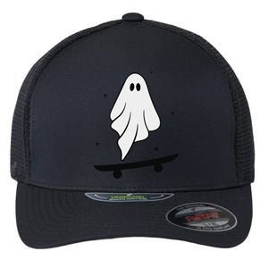 Ghost Skateboard Lazy Halloween Costume Funny Skateboarding Flexfit Unipanel Trucker Cap