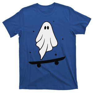 Ghost Skateboard Lazy Halloween Costume Funny Skateboarding T-Shirt