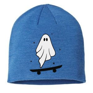 Ghost Skateboard Lazy Halloween Costume Funny Skateboarding Sustainable Beanie