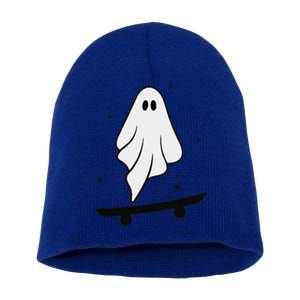 Ghost Skateboard Lazy Halloween Costume Funny Skateboarding Short Acrylic Beanie