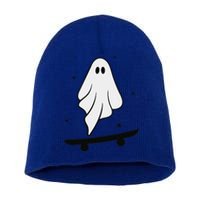 Ghost Skateboard Lazy Halloween Costume Funny Skateboarding Short Acrylic Beanie